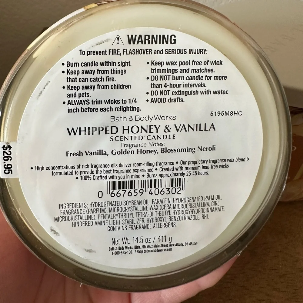 X2 Bath & Body Works WHIPPED HONEY & VANILLA 3 wick candles NEW - Picture 3 of 3